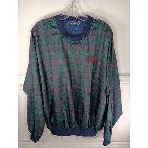 Sunderland of Scotland Pebble Beach Plaid Windbreaker Men Large Green Blue EUC